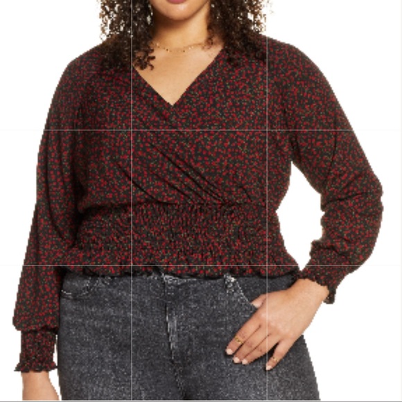 BP. Smocked Surplice Cropped Top (Plus Size) 1X - Picture 8 of 9